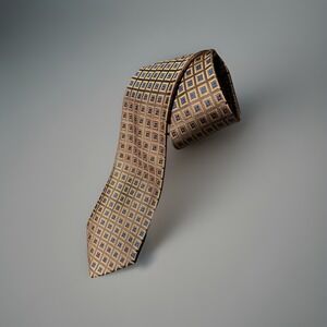 CHARVET PLACE VENDÔME Blue Geometric Silk Tie Made‎ In France W: 3.75"
